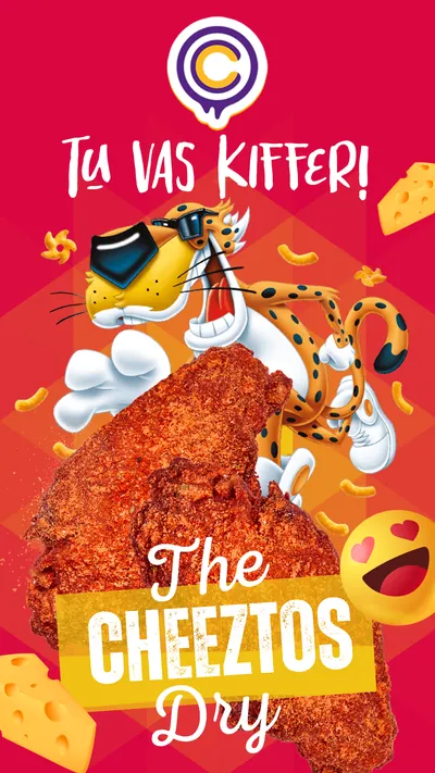 Visuel publicitaire Cheeztos pour un snack