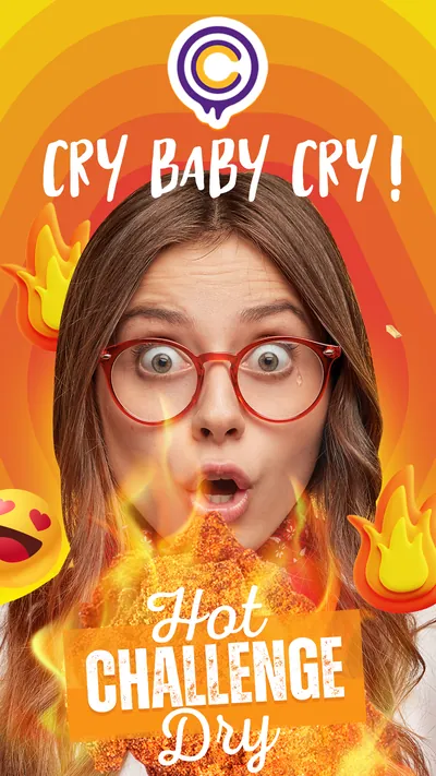 Affiche de campagne Hot Challenge pour un snack